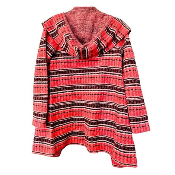 Anthropologie Women's Red Striped Hooded Cardigan Sweater Size S - Picture 2 of 4